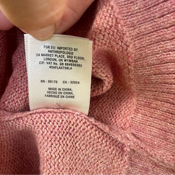 Anthropologie Moth Pink Cable Knit Icehouse Pullover Sweater Dolman Sleeve Boho - Picture 9 of 12
